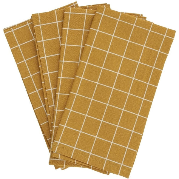 Haps Nordic Textile napkins 4-pack Napkins Mustard Check