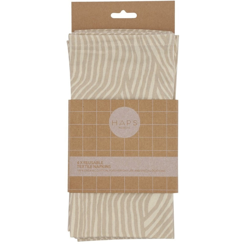 Haps Nordic Textile napkins 4-pack Napkins Oyster grey Wave