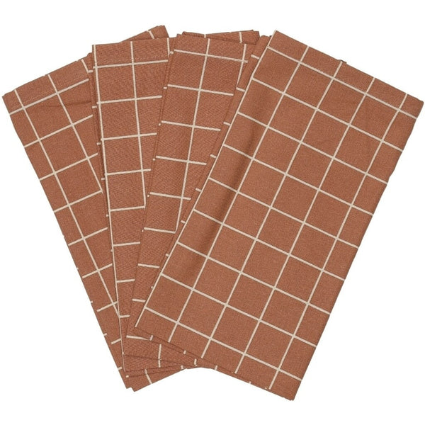 Haps Nordic Textile napkins 4-pack Napkins Terracotta Check