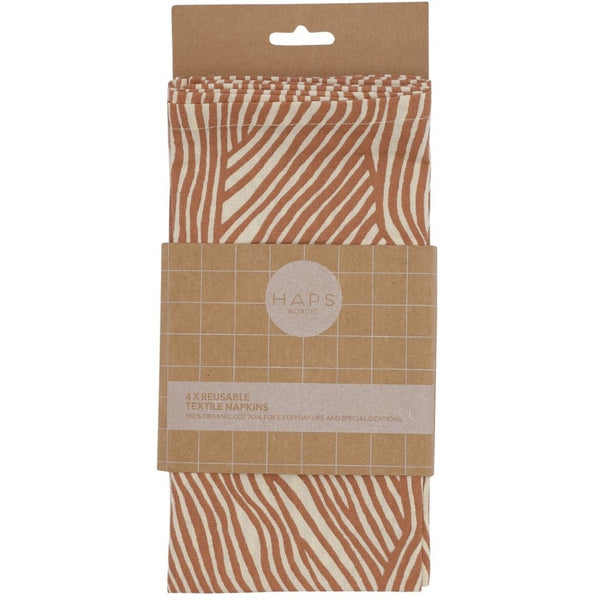 Haps Nordic Textile napkins 4-pack Napkins Terracotta Wave