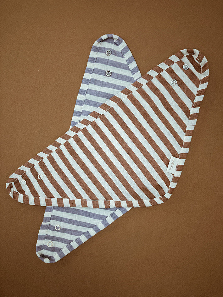 MINI BIB 2-pack - Marine stripe Terracotta/Lavender