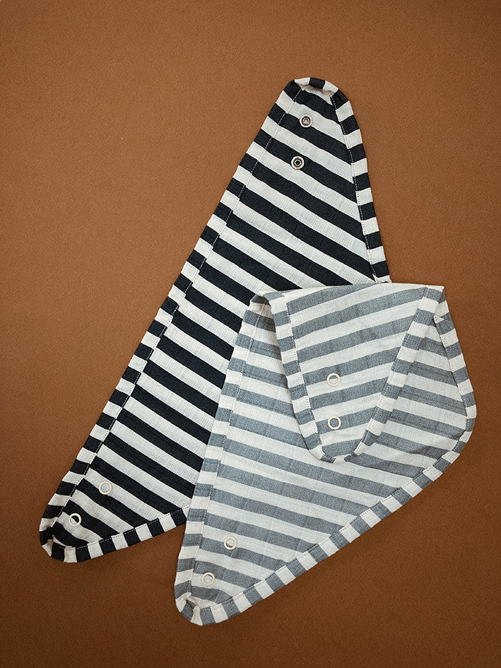 MINI BIB 2-pack - Marine stripe Petrolium/pigeon
