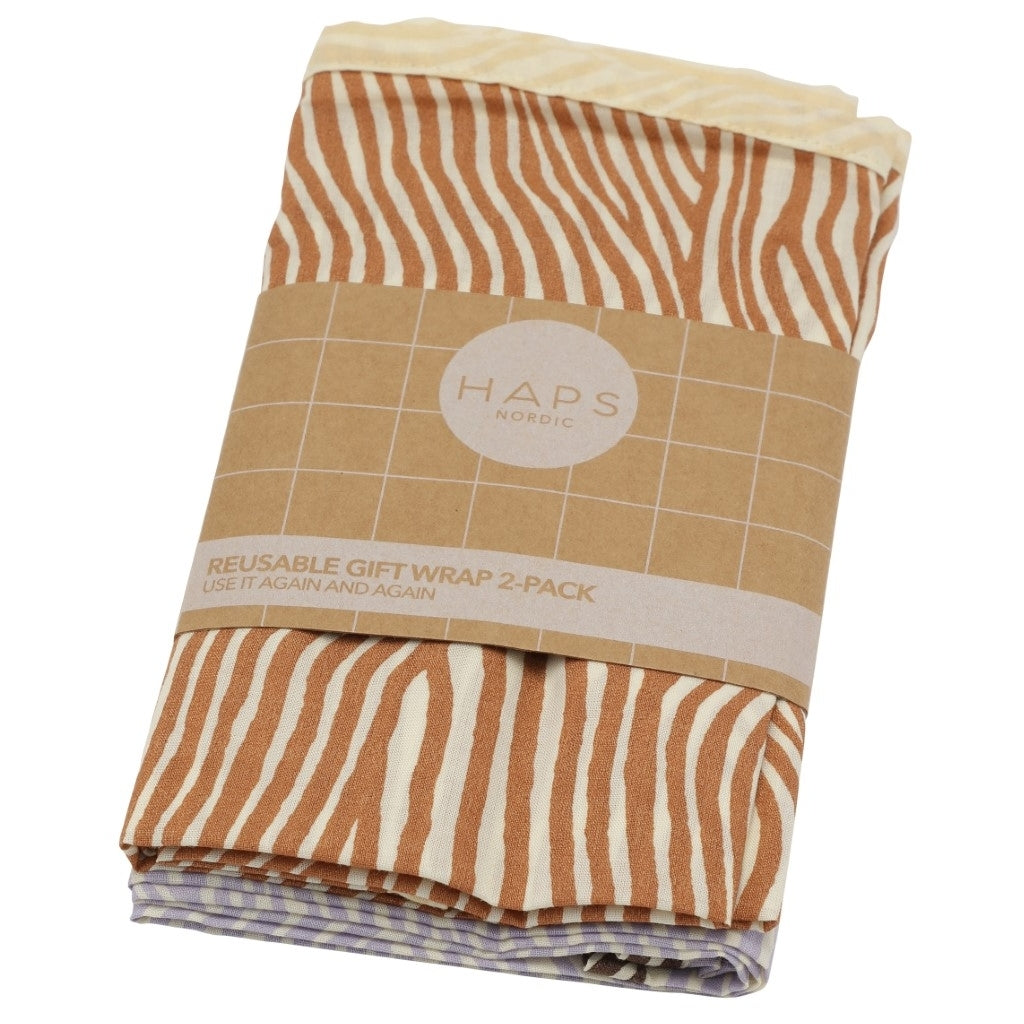 Haps Nordic Gift wrap 2-pack Gift wrap Terracotta/Lavender Wave