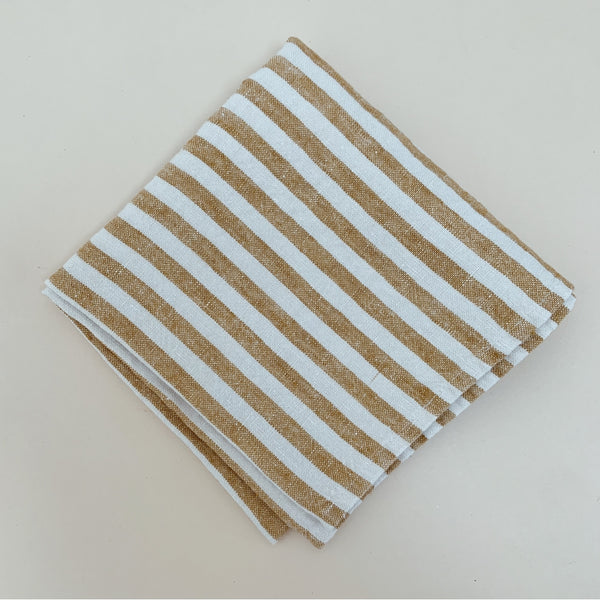 Haps Nordic Linen Napkin 2-pack Napkins Marine stripe Mustard/nature