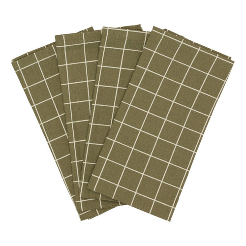 Textile napkins 4-pack - Olive check